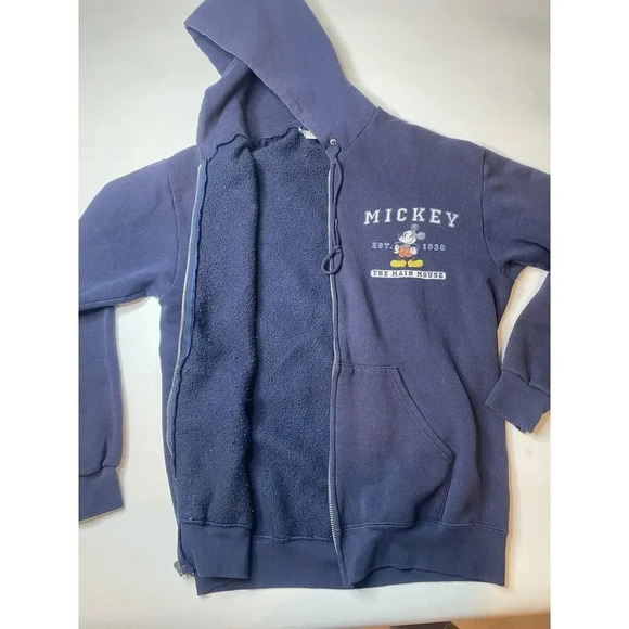 VINTAGE Disney Sweater Hoodie Blue Full Zip Long Sleeve Men M Made In USA 90s - Picture 8 of 9